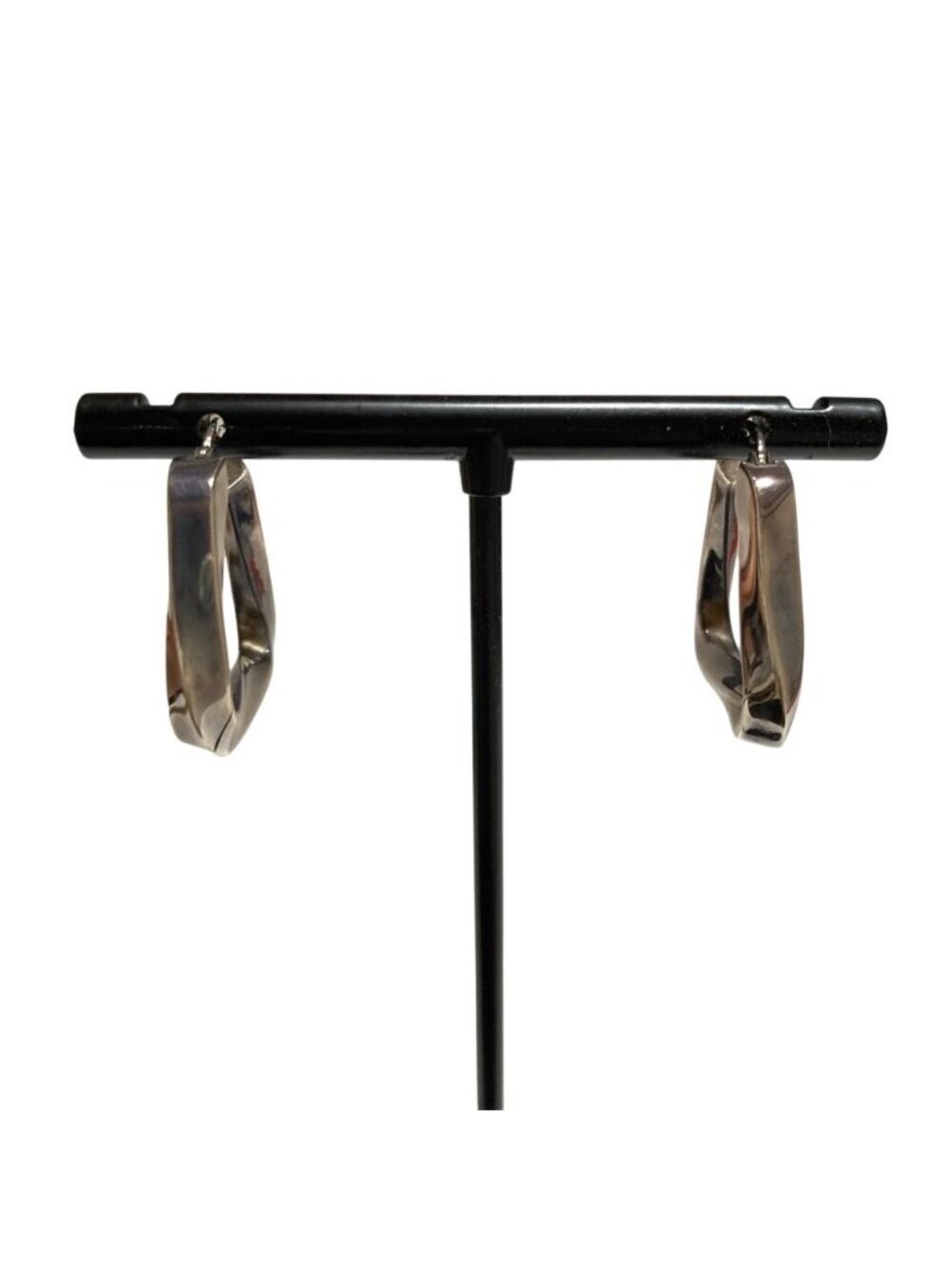 Bottega Veneta 925 Triangle Twist Earrings Silver
